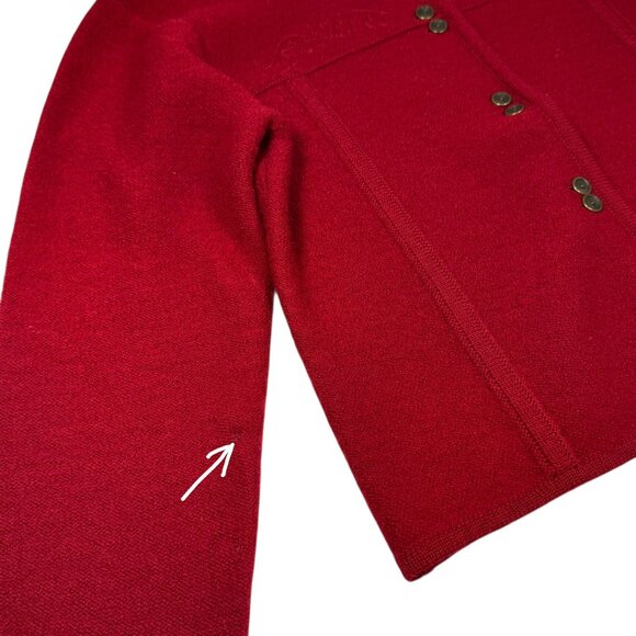 Vintage 80s Pendleton Virgin Wool Cardigan Sz M Burgundy Red Cottage Whimsical - Picture 9 of 14